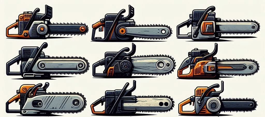 Imagen de varios tipos de motosierras